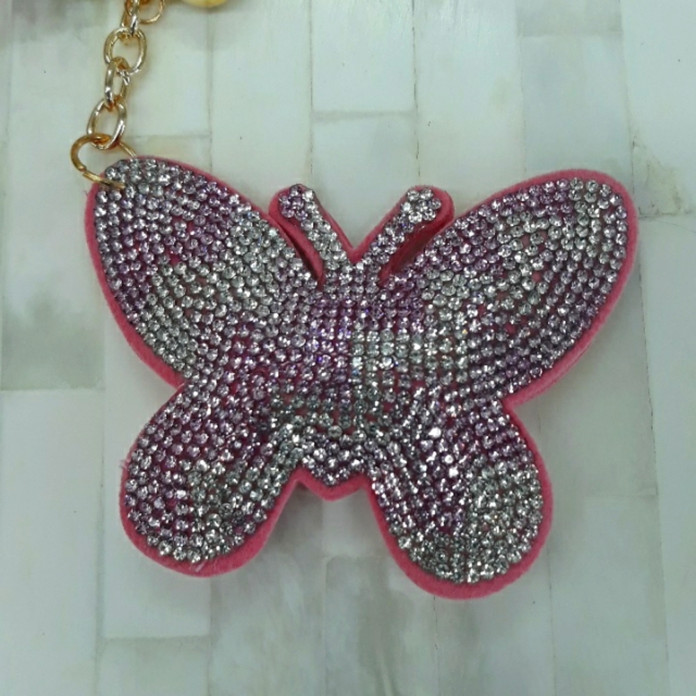 Butterfly Keychain Purse Charm  BLING - Picture 2 of 8